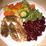 Tomato Basil Grilled Chicken, Kidney Bean, Mixed Steamed Vegetable